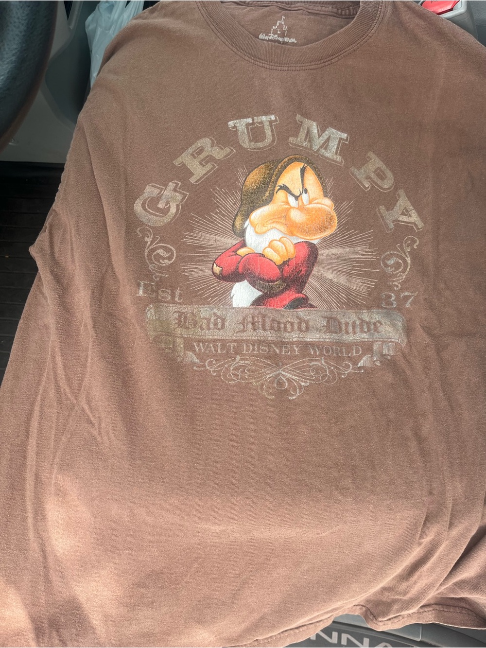Disney Grumpy Brown Tee with Red and Yellow Graphic
